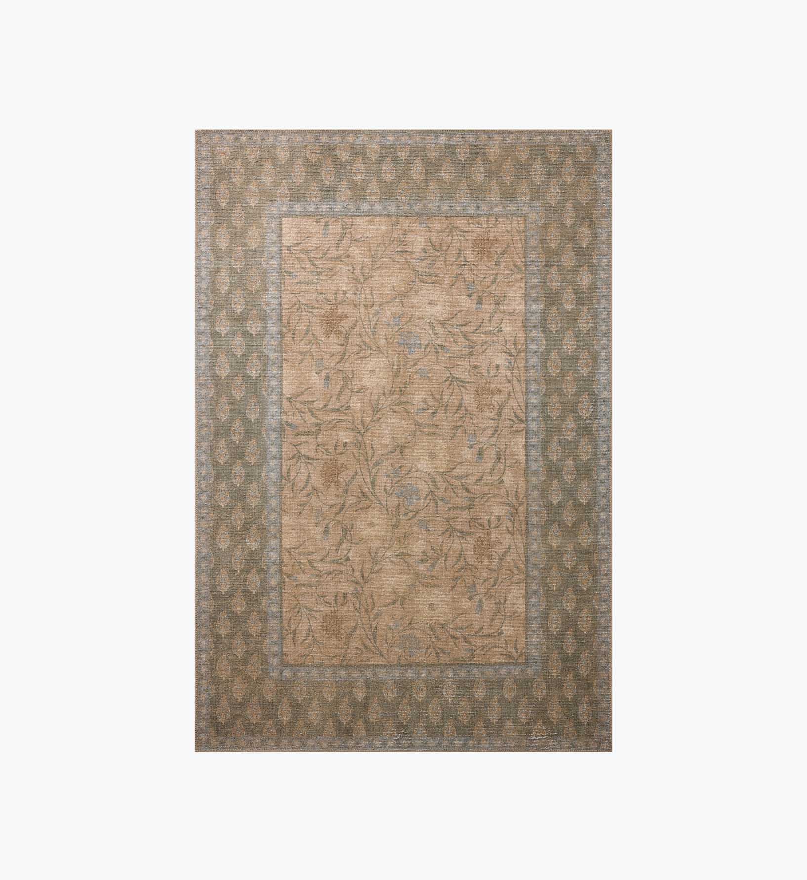 Edinburgh Aster Power Loomed Rug - Sand & Green