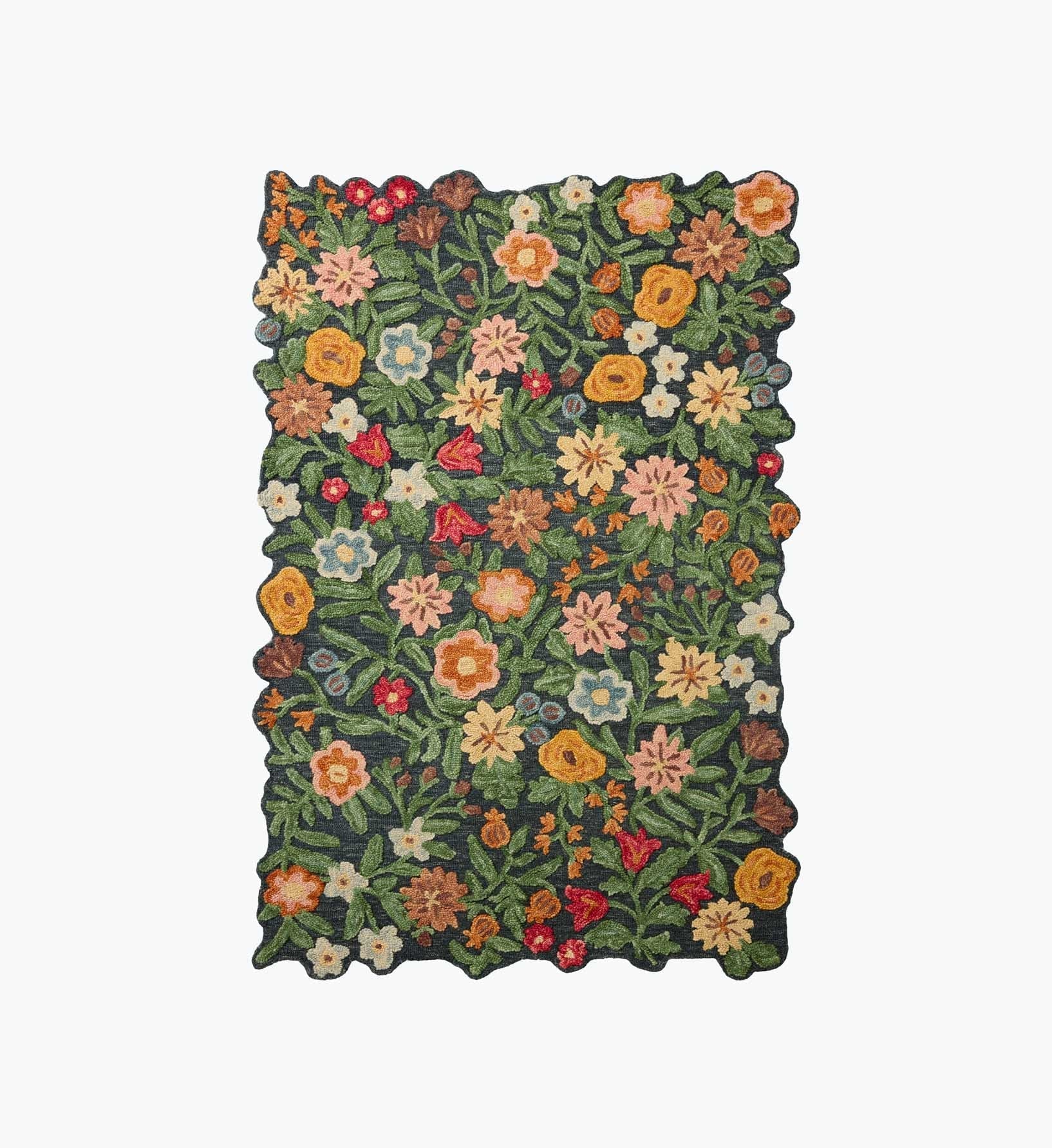 Edith Wool Hooked Rug - Navy