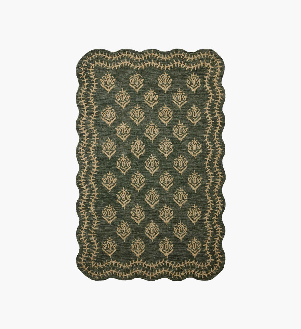 Lisette Wool Hooked Rug - Forest & Oatmeal