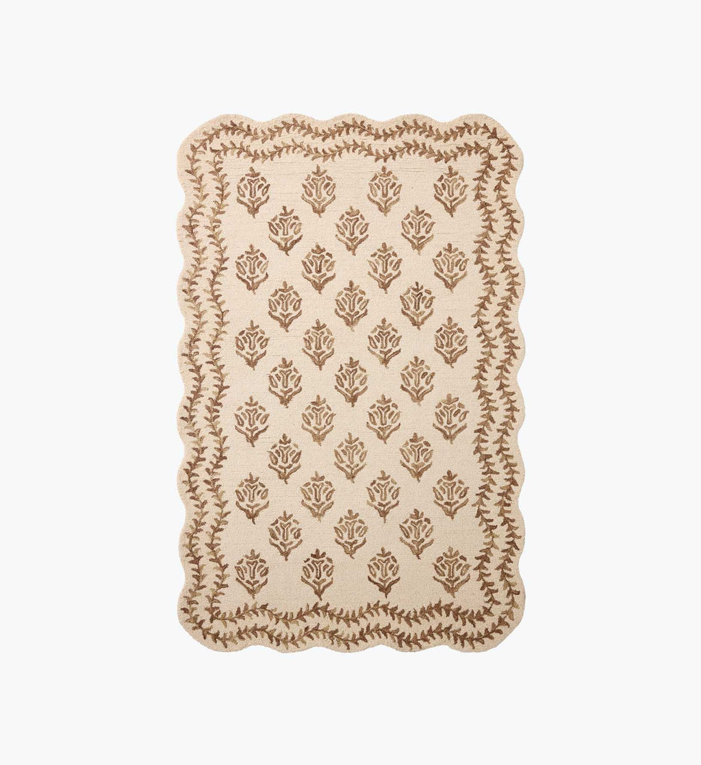 Lisette Wool Hooked Rug - Ivory & Natural