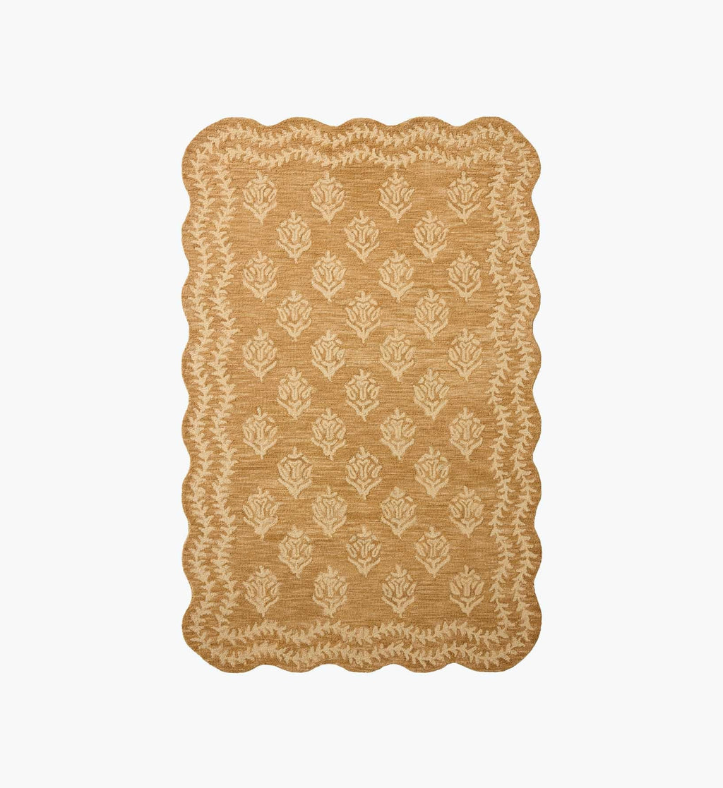 Lisette Wool Hooked Rug - Wheat & Ivory